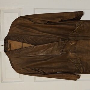 Vintage Fidelity Brown Leather Women's Trench Coat